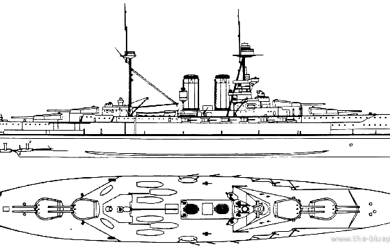 Корабль HMS Warspite [Battleship] (1915) - чертежи, габариты, рисунки
